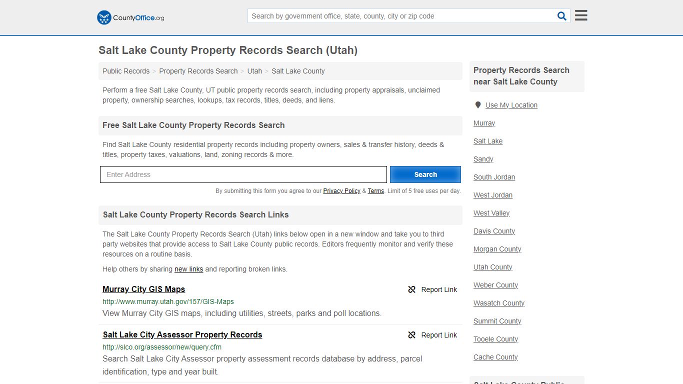 Salt Lake County Property Records Search (Utah) - County Office